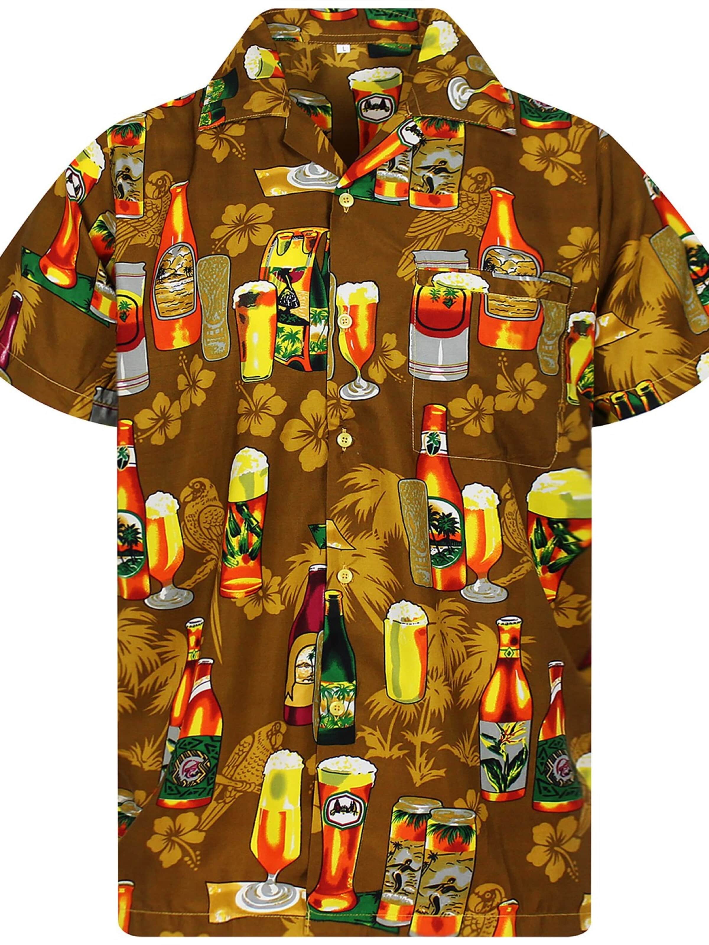 King Kameha Shirt 'Beerbottle' in Geel: voorkant