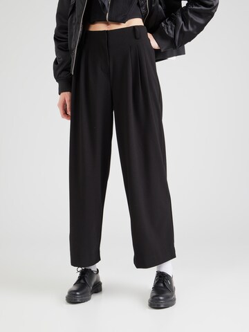 MSCH COPENHAGEN Wide leg Pleat-front trousers 'Isabea' in Black: front