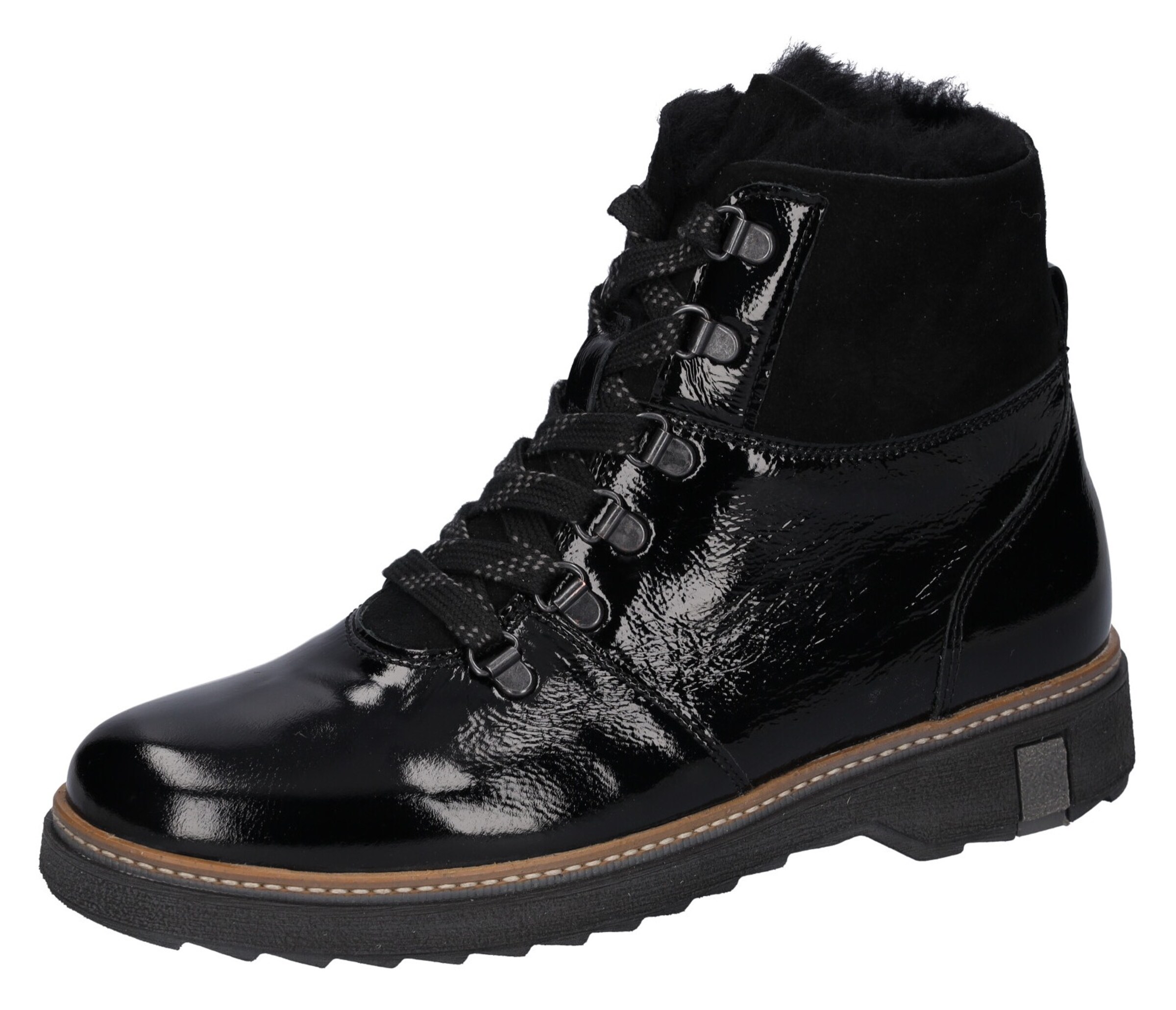 WALDLÄUFER Lace-Up Ankle Boots in Black: front