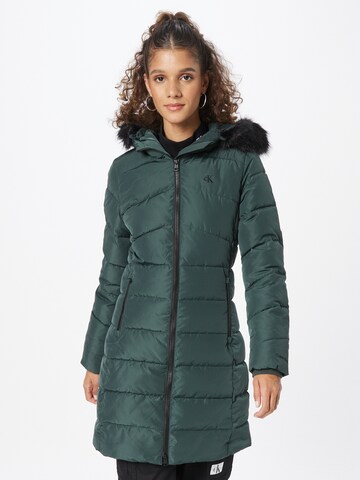 Calvin Klein Jeans Wintermantel in Groen: voorkant