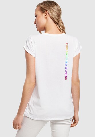 Merchcode T-Shirt 'Hope Rainbow' in Weiß