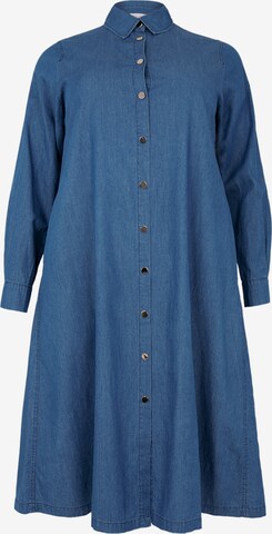 Yoek Shirt Dress in Blue: front