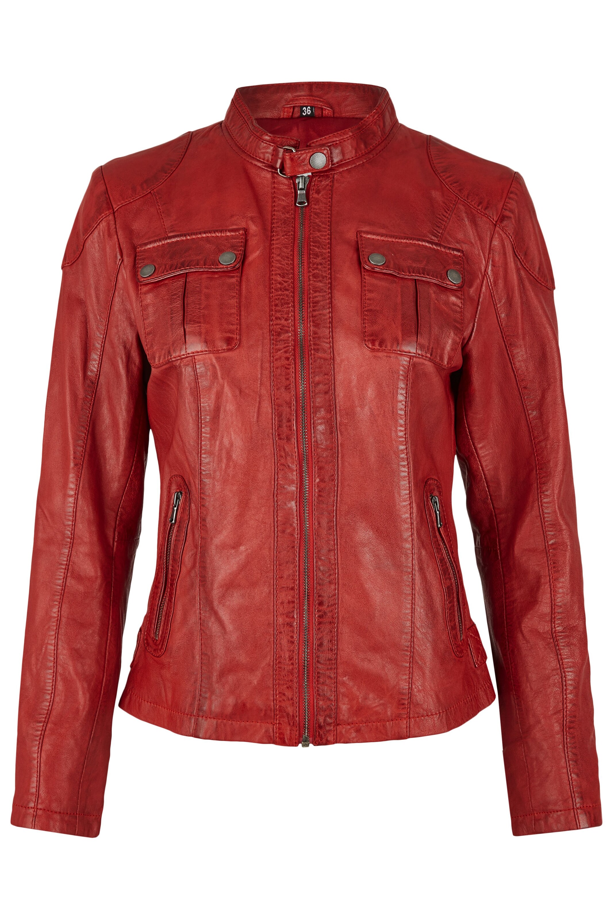 7ELEVEN Lederjacke 'SETany' in rot, Produktansicht