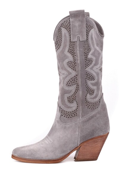 CESARE GASPARI Cowboy Boots Veloursleder cowboy boots in grau, Produktansicht