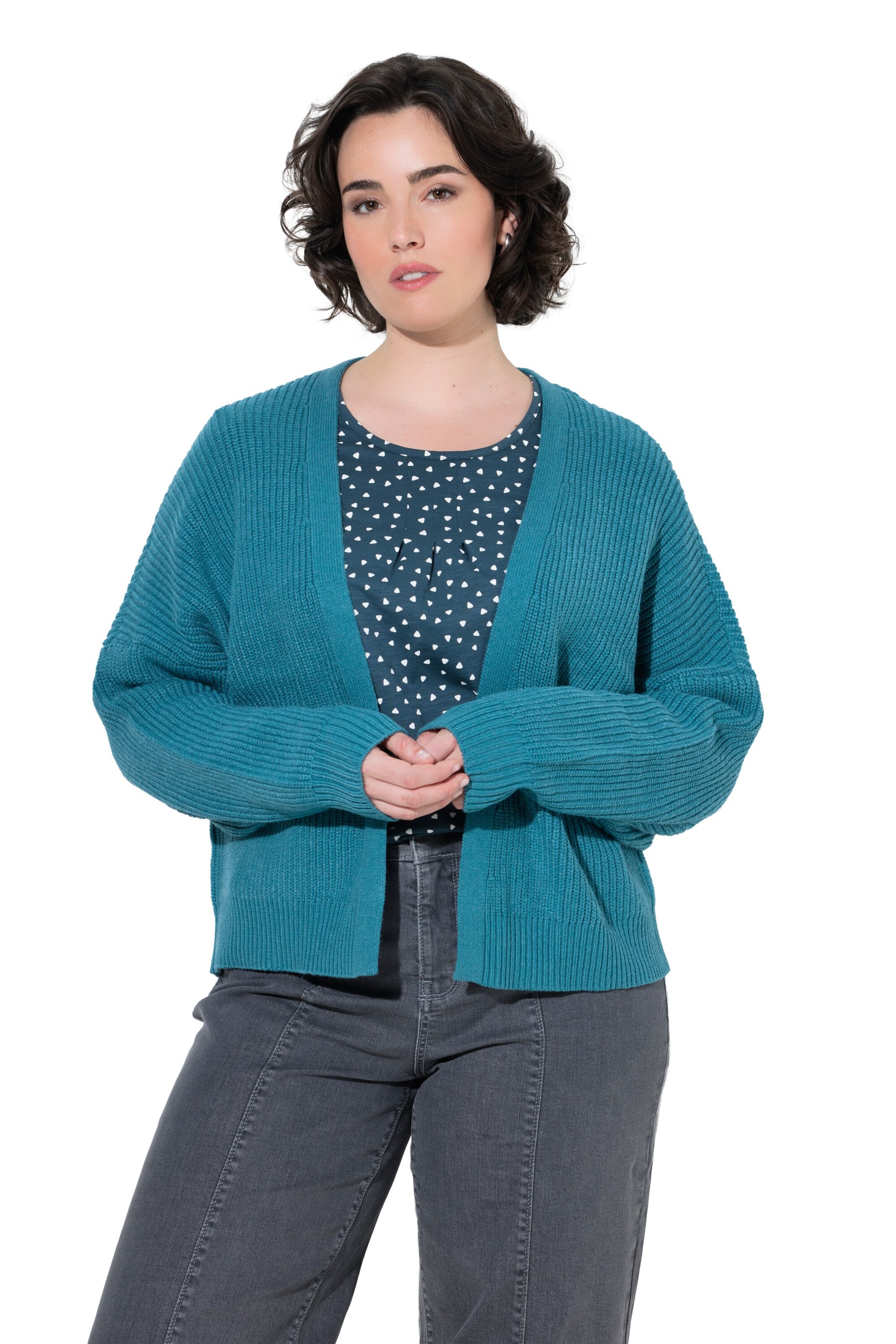 Ulla Popken Strickjacke in Blau: Vorderseite