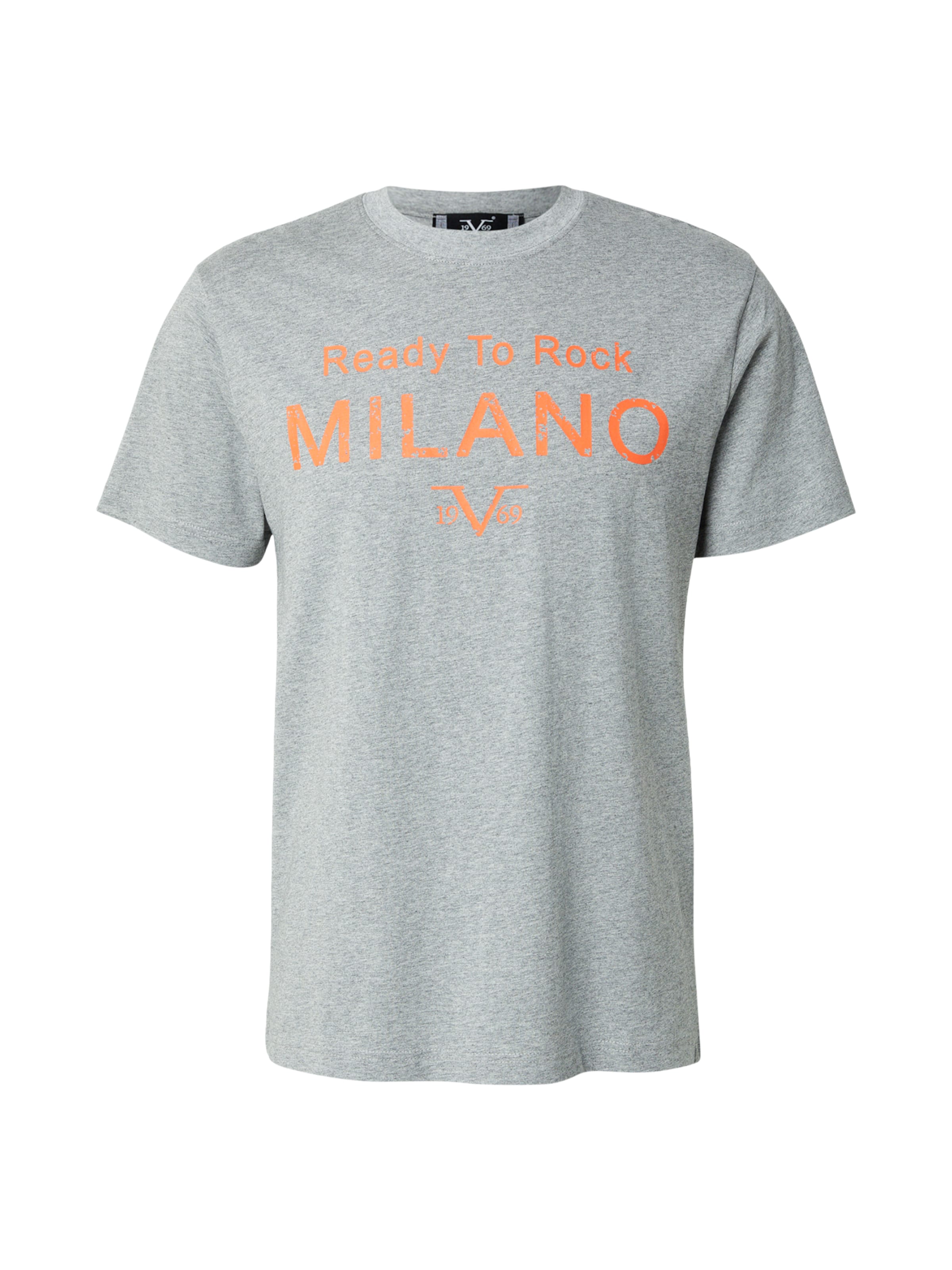 19V69 ITALIA T-Shirt 'Rafael Ready To Rock' in Grau: Vorderseite