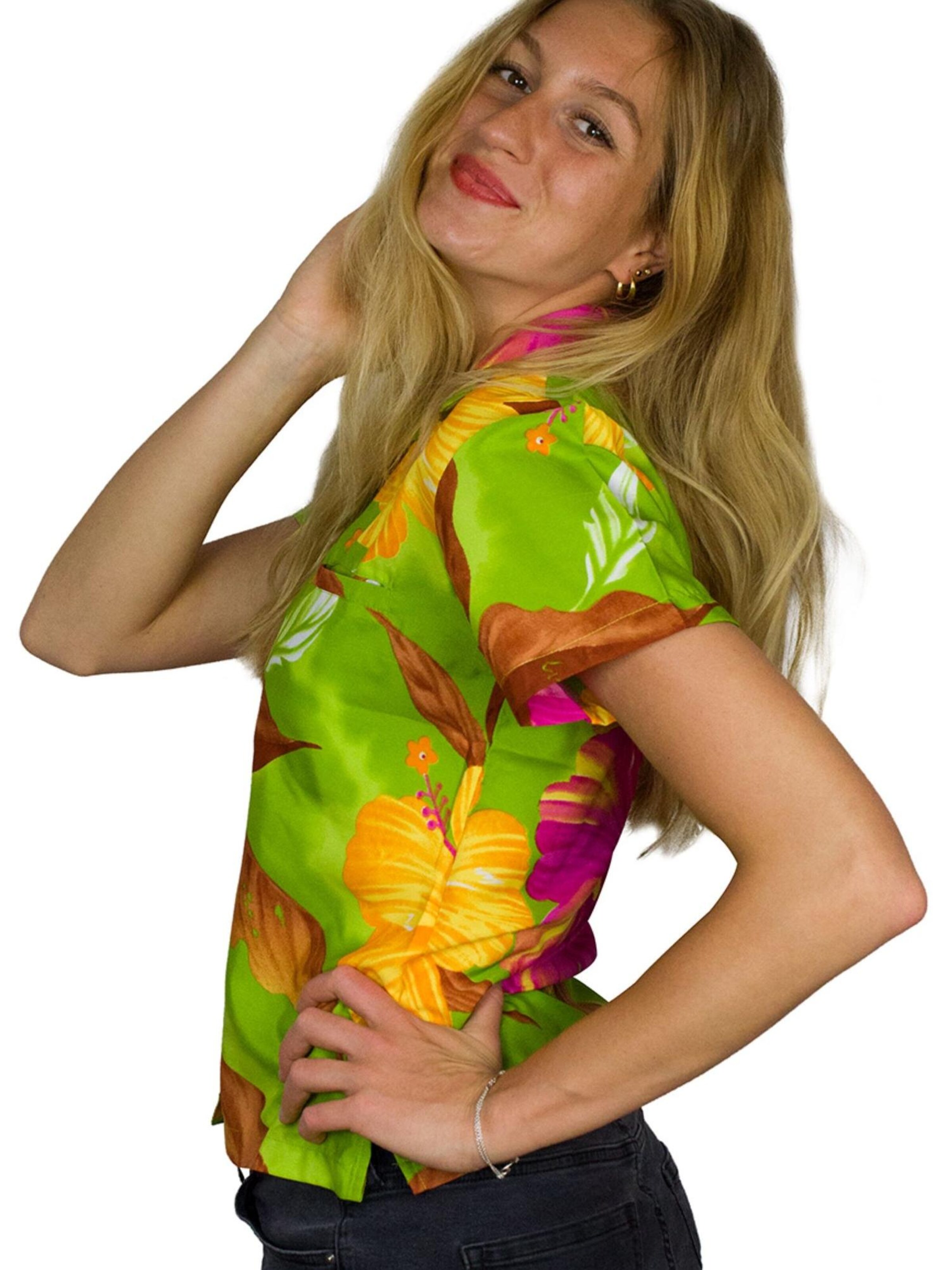 King Kameha Bluse 'Big Flower'‌‌‌‌‌‌‌ in Grün