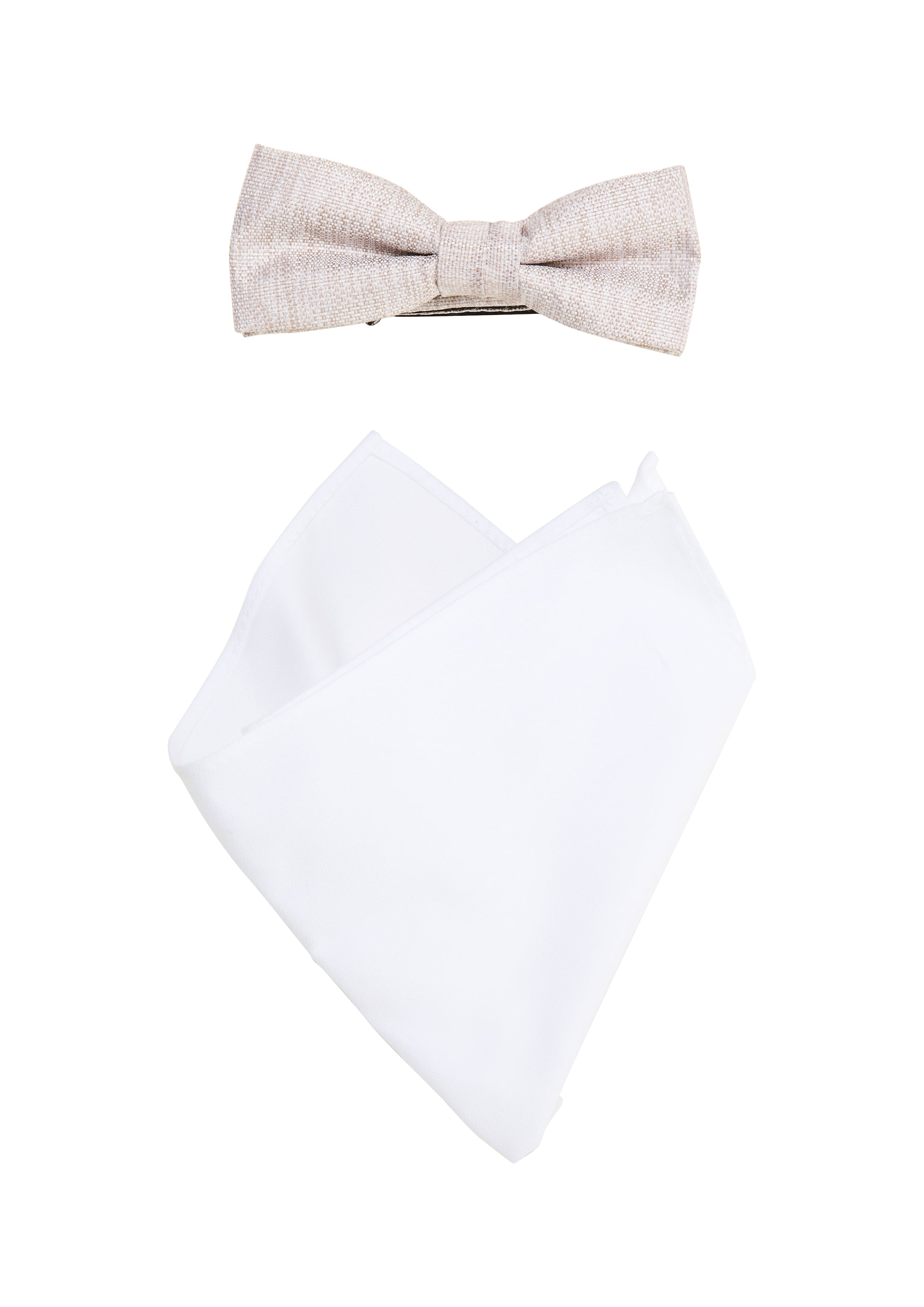 s.Oliver BLACK LABEL Set: Fliege und Einstecktuch in Beige: Vorderseite