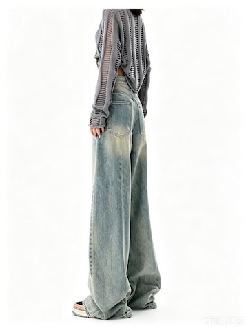 KoJooin Normalny krój Jeansy 'Damen Oversize Baggy Wide Leg Jeans Verwaschener Used Waschlook Trendige Loose Fit Denim Hose' w kolorze niebieski