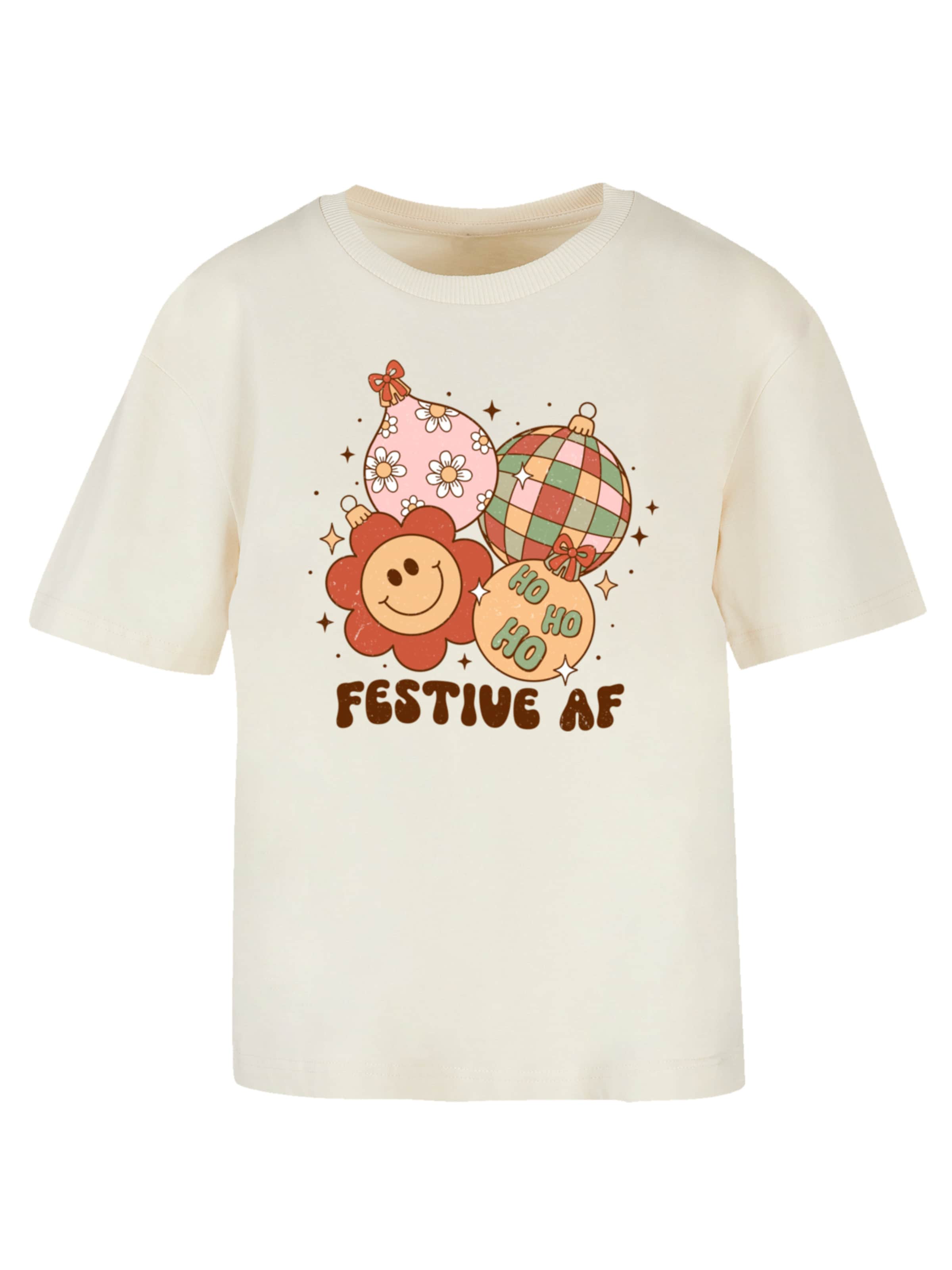 F4NT4STIC Shirt '  'Festive AF Christmas Tree Balls' in Beige: front
