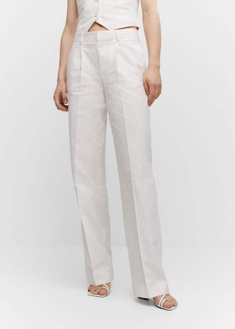 MANGO Regular Pleated Pants in White: front