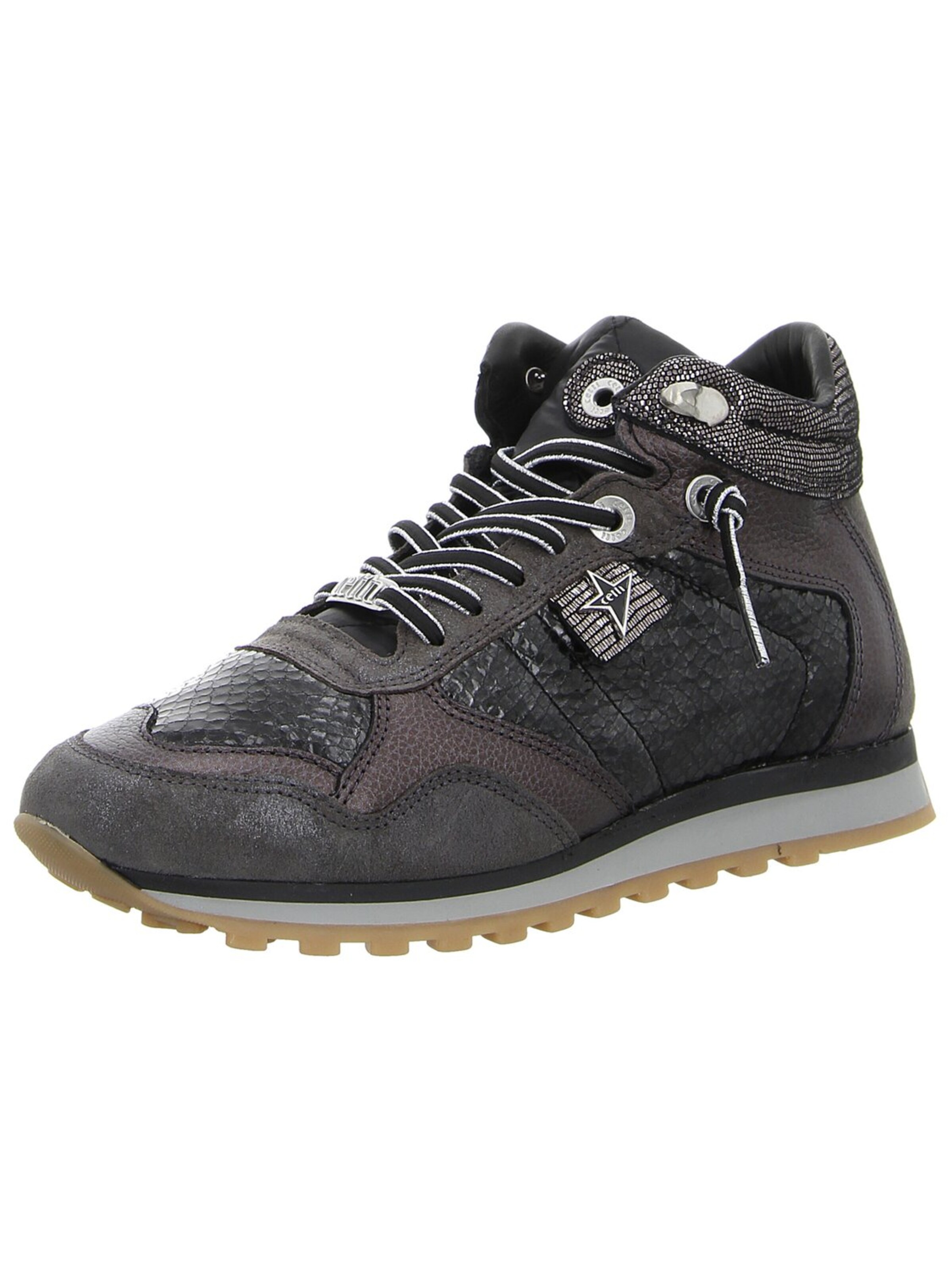 Cetti Sportlicher Schnürschuh 'Damen Sneaker C1048 SRA ANTE SNAKE ANTRACITA Echt Leder in grau' in Grau: Vorderseite