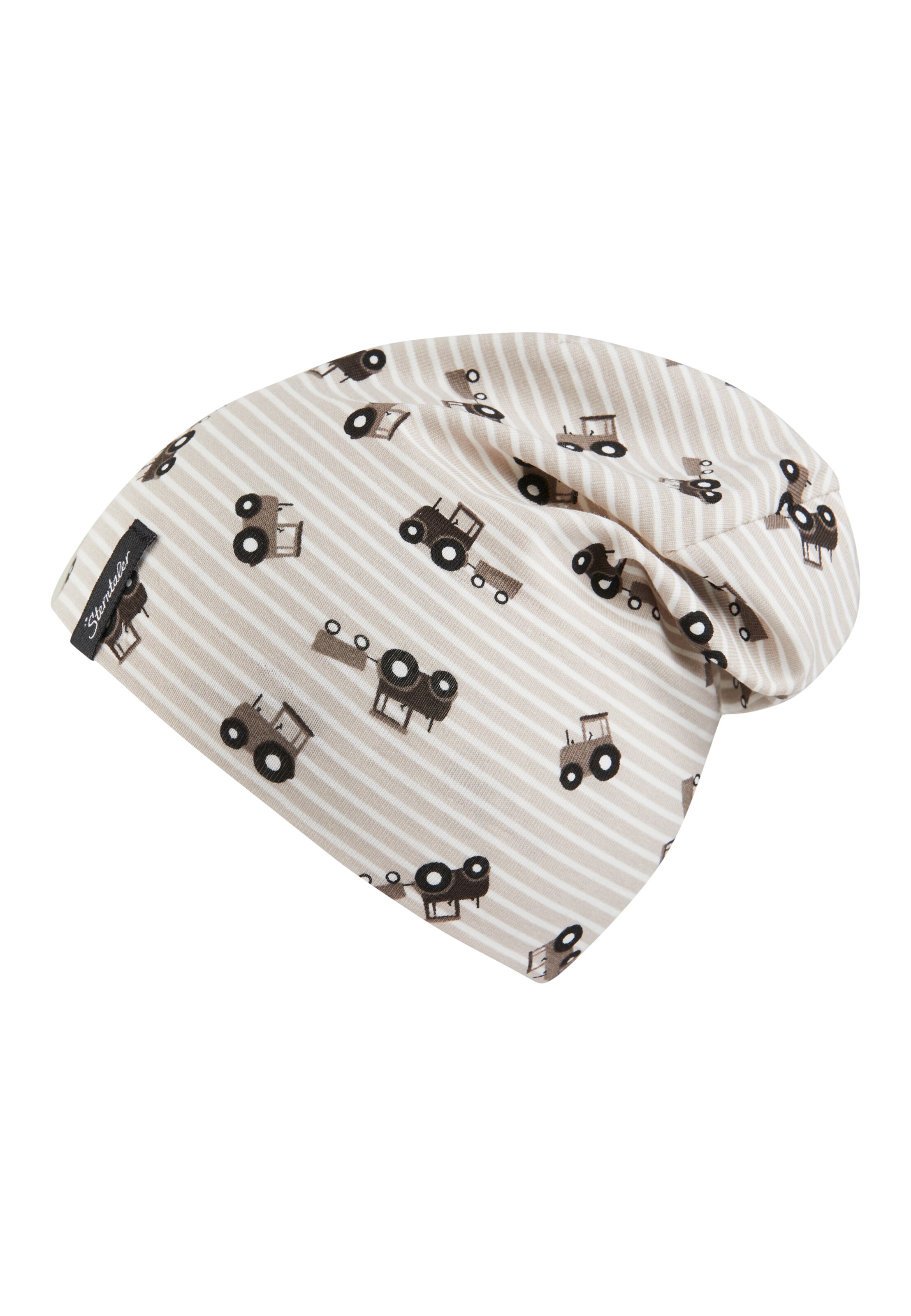 STERNTALER Beanie 'Traktoren' in Beige