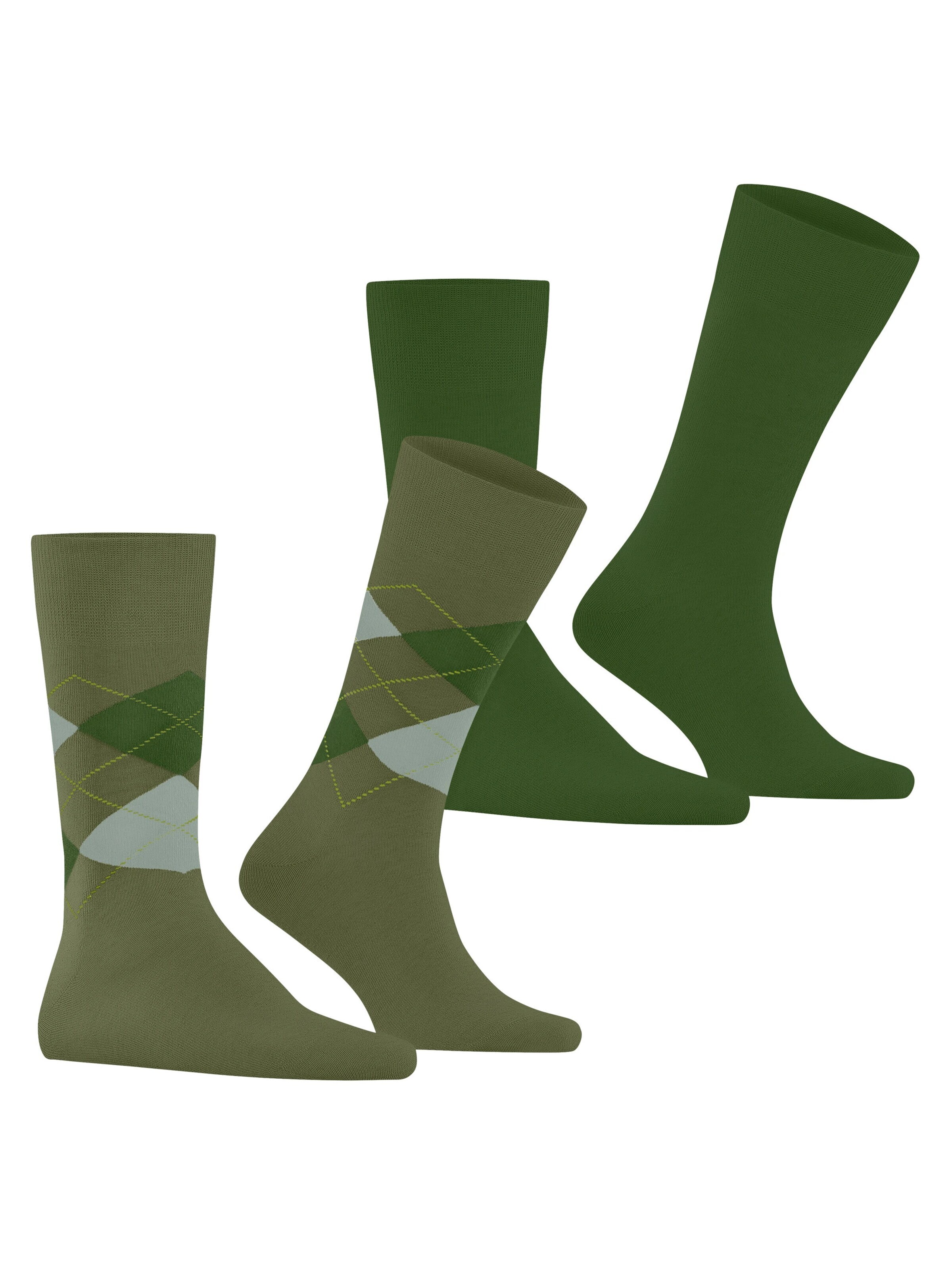 BURLINGTON Socks 'Everyday Argyle Mix 2-Pack' in Green