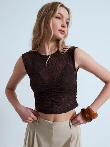 Dilvin Top in Bruin