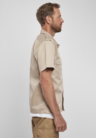 Brandit Comfort fit Button Up Shirt in Beige