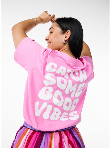 Zizzi T-Shirt 'Emonas' in Pink