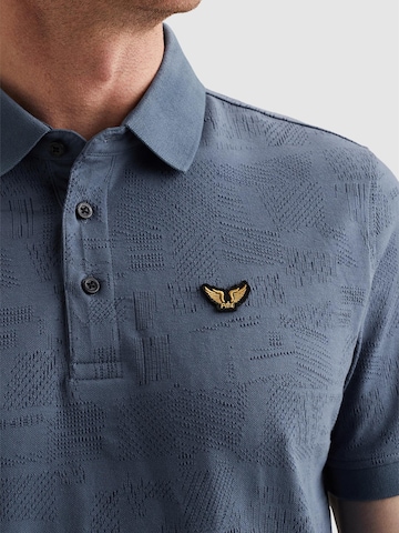 PME Legend T-shirt 'Polo shirt with allover jacquard pattern' i blå