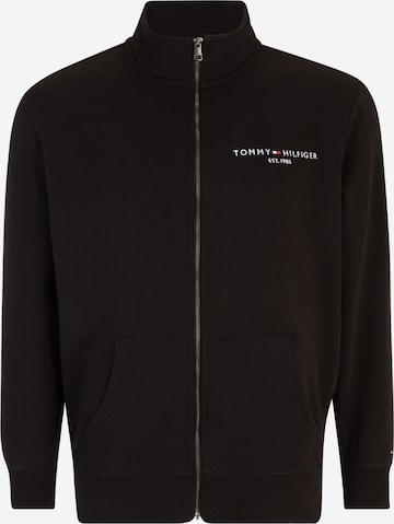 Tommy Hilfiger Big & Tall Zip-Up Hoodie in Black: front