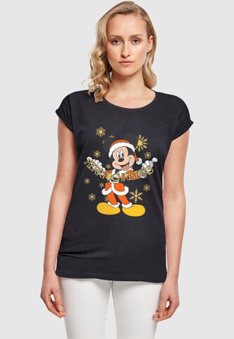 ABSOLUTE CULT Shirt 'Ladies Mickey Mouse - Merry Christmas Gold' in Blauw: voorkant