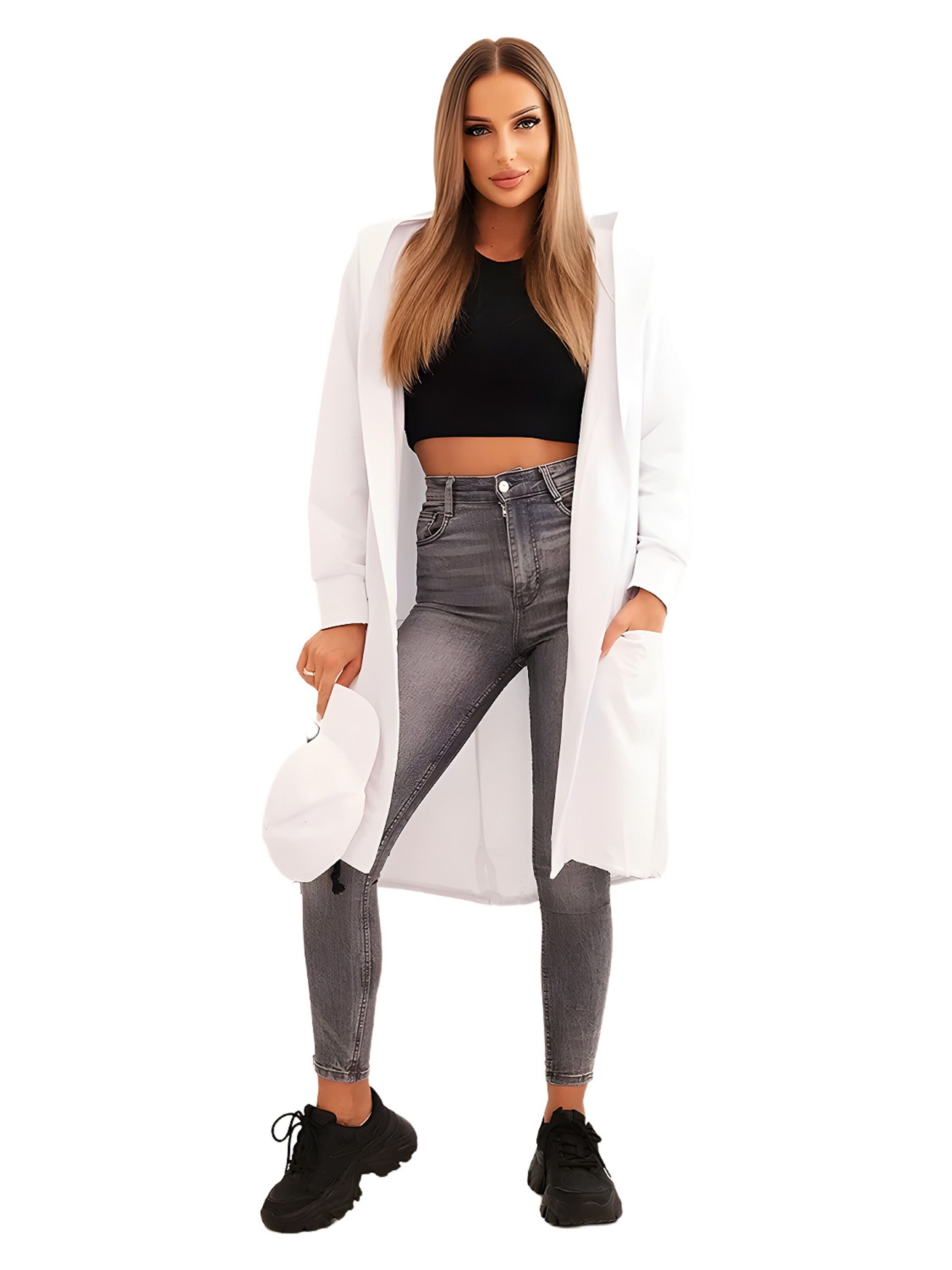 Lumera Gebreid vest in Wit: voorkant