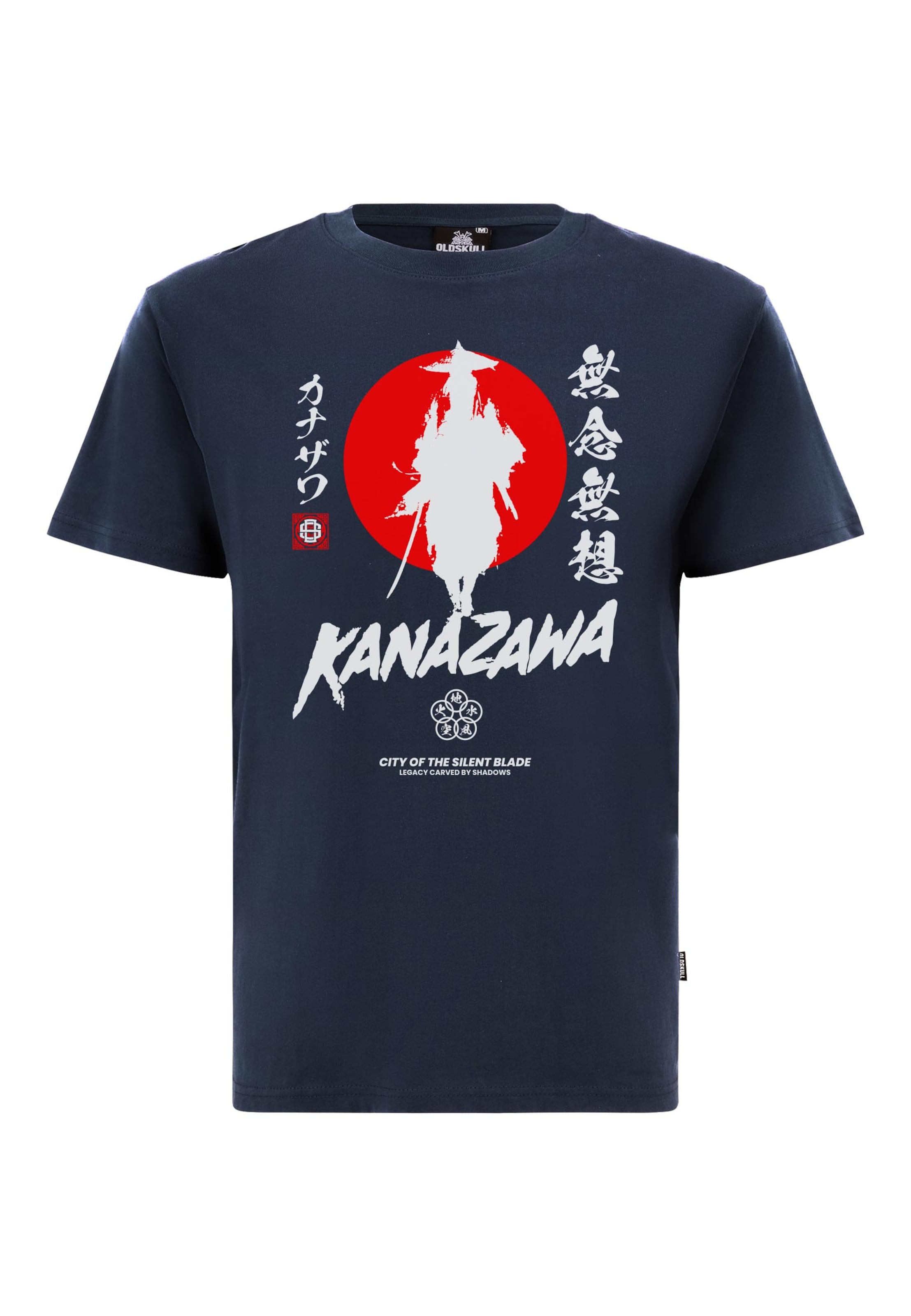 Oldskull Shirt 'Asian Silent Blade Kanazawa' in Blauw: voorkant