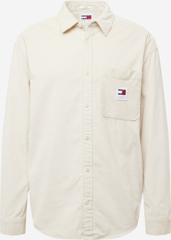 Tommy Jeans Comfort fit Button Up Shirt in Beige: front