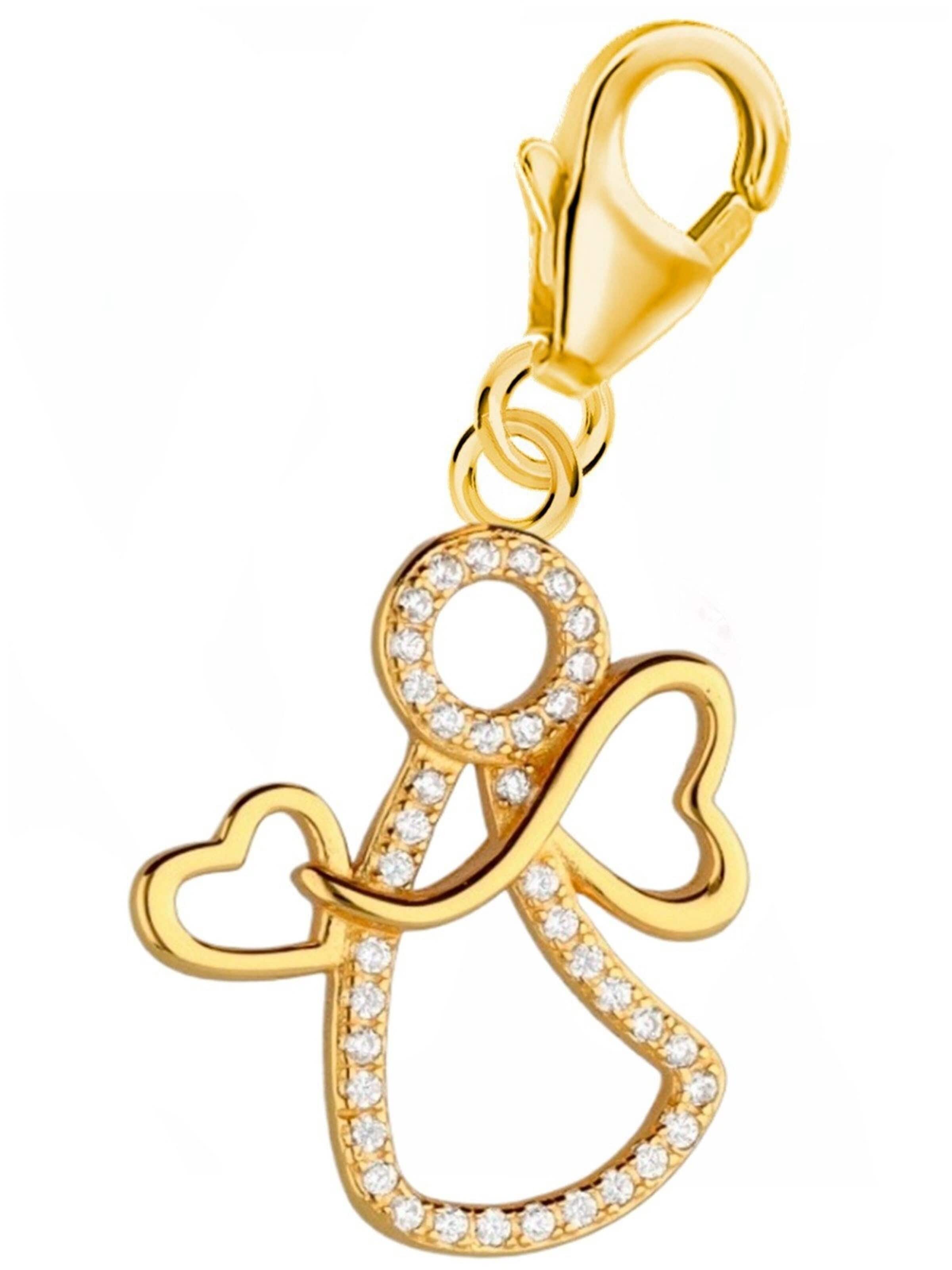 Goldene Hufeisen Anhänger 'Schutzengel Charm'‌‌‌‌‌ in Gold: Vorderseite