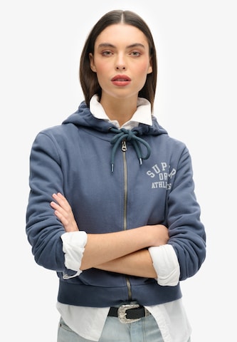Superdry Sweat jacket 'Athletic Essential' in Blue: front