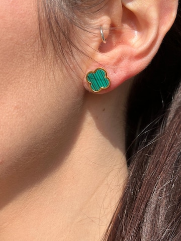 Pure Schmuck Earrings 'Clover Green' in Gold