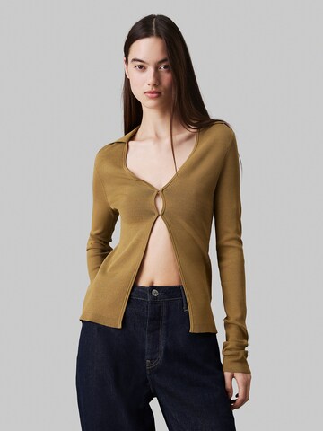 Calvin Klein Jeans Gebreid vest in Goud: voorkant