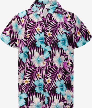 Chemise 'Tropical Hibiscus' King Kameha en noir : devant