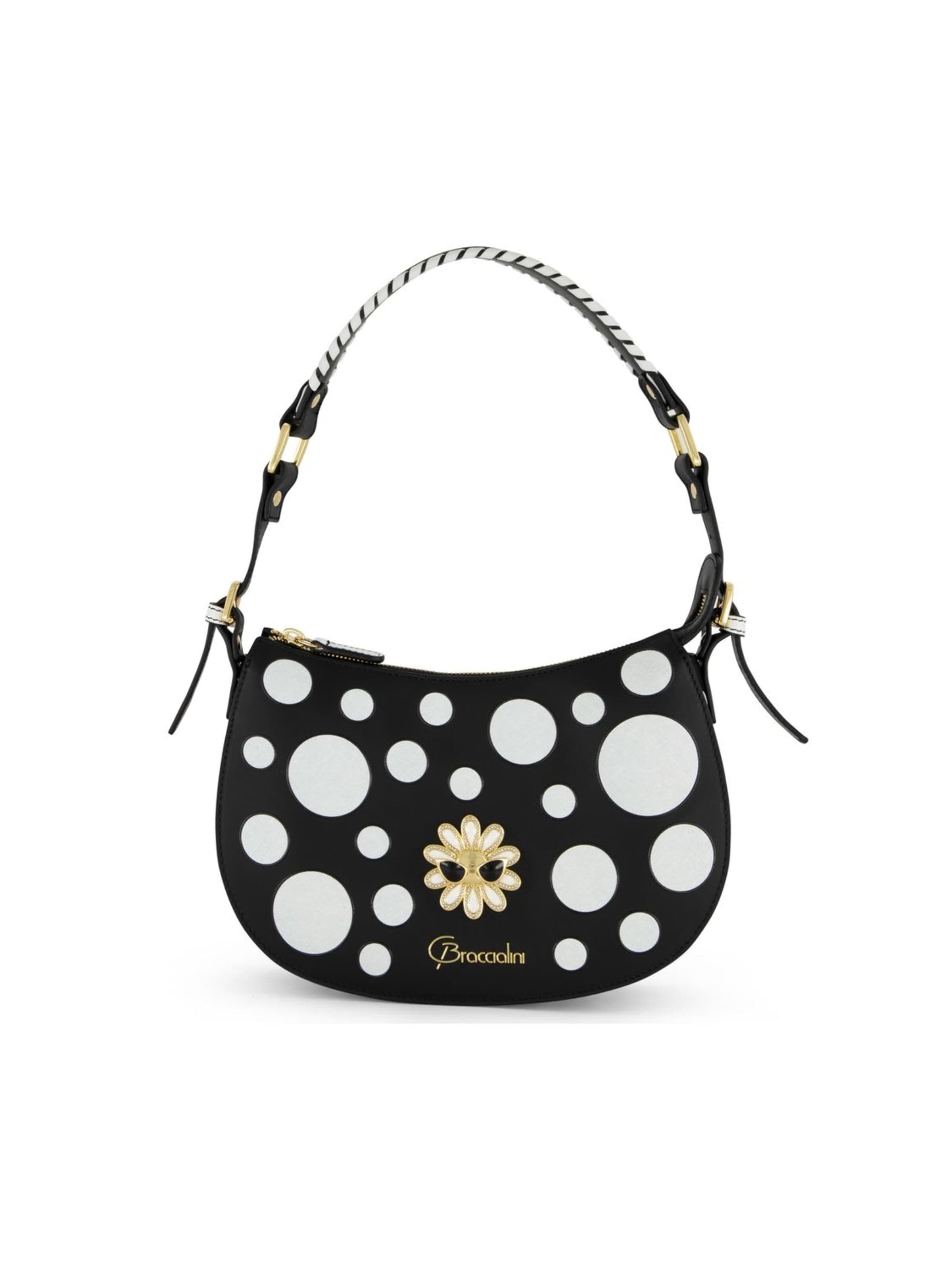 Braccialini - Bolso de hombro 'Ginevra Pois' en negro: frente