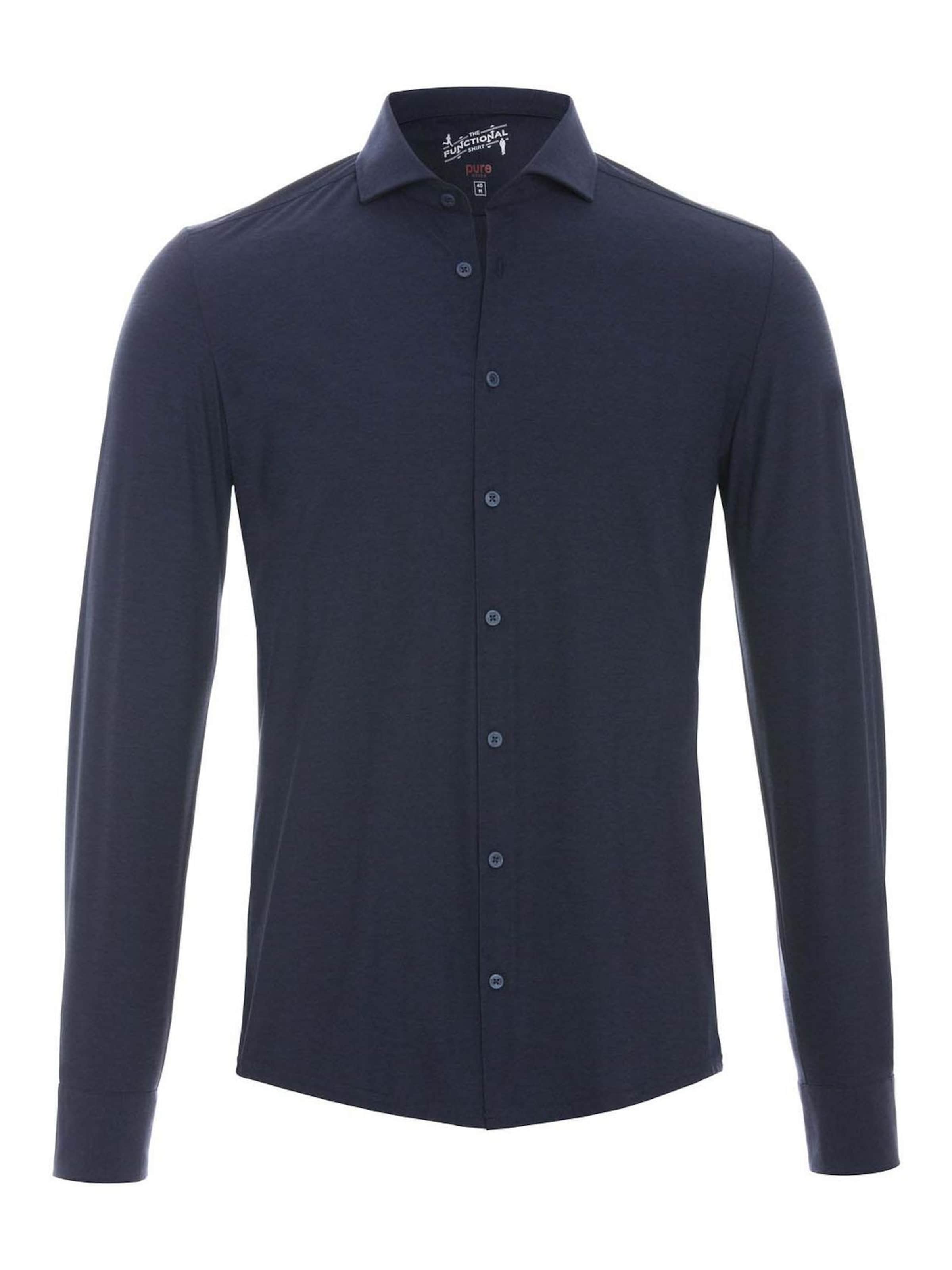 PURE Slim fit Overhemd in Blauw: voorkant