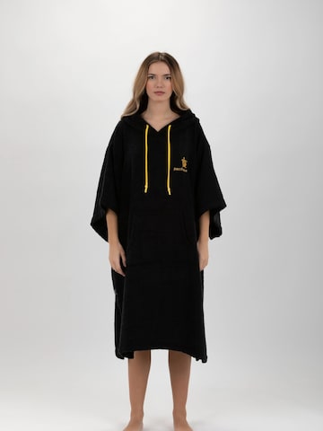 Pacifique Sud Athletic Robe 'Poncho Surf - Einheitsgröße - Tencel - Mit Ärmeln' in Black: front