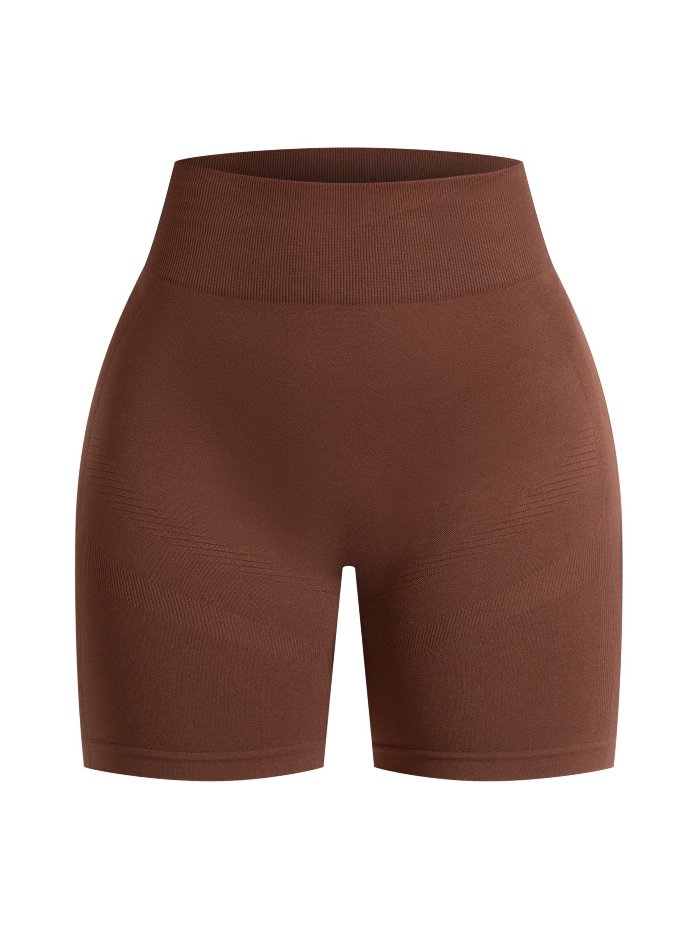 Smilodox Maria Solid Shorts Scrunch Seamless in Braun: Vorderseite