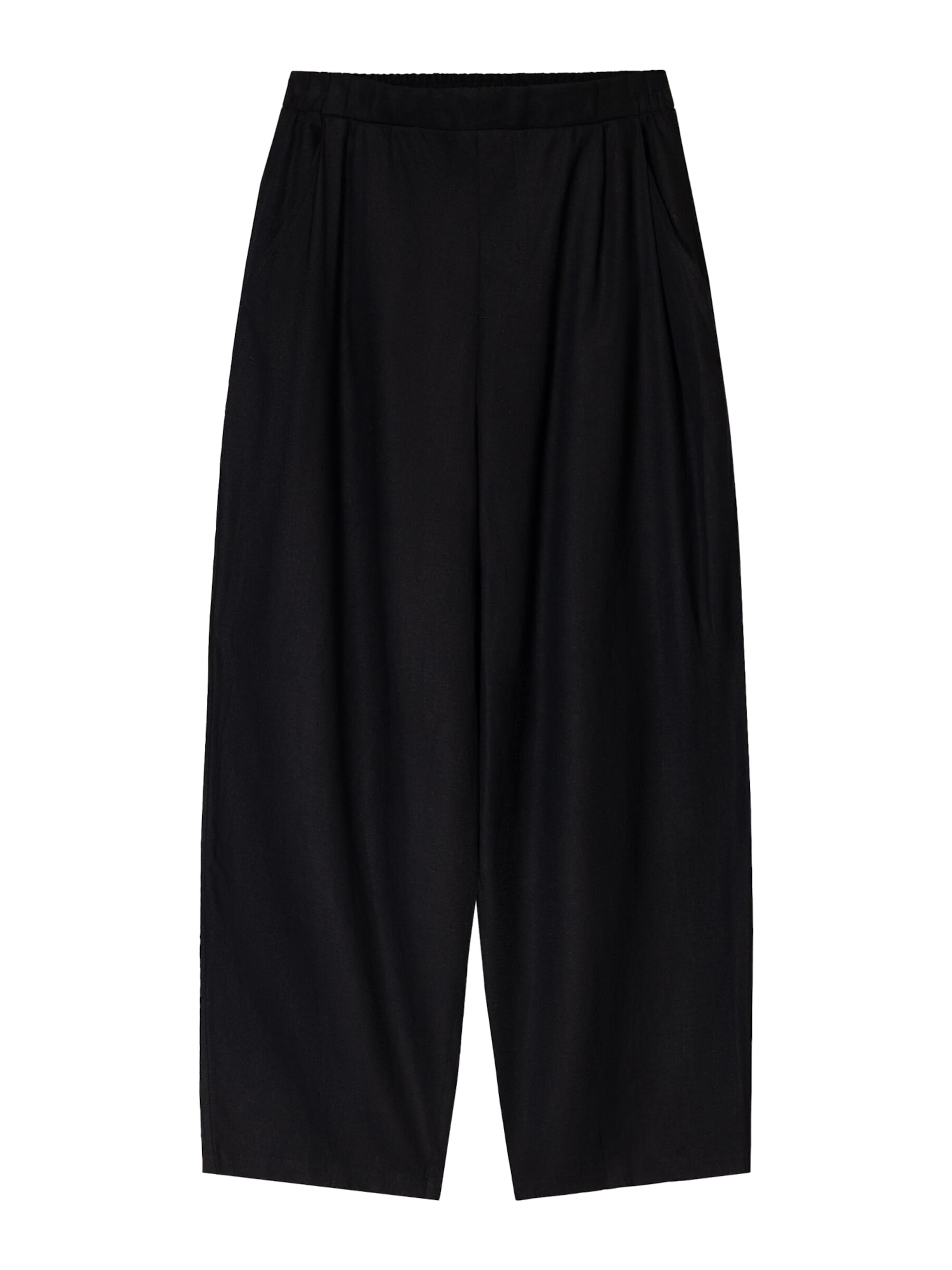 Bershka Loosefit Élére vasalt nadrágok - fekete: elől