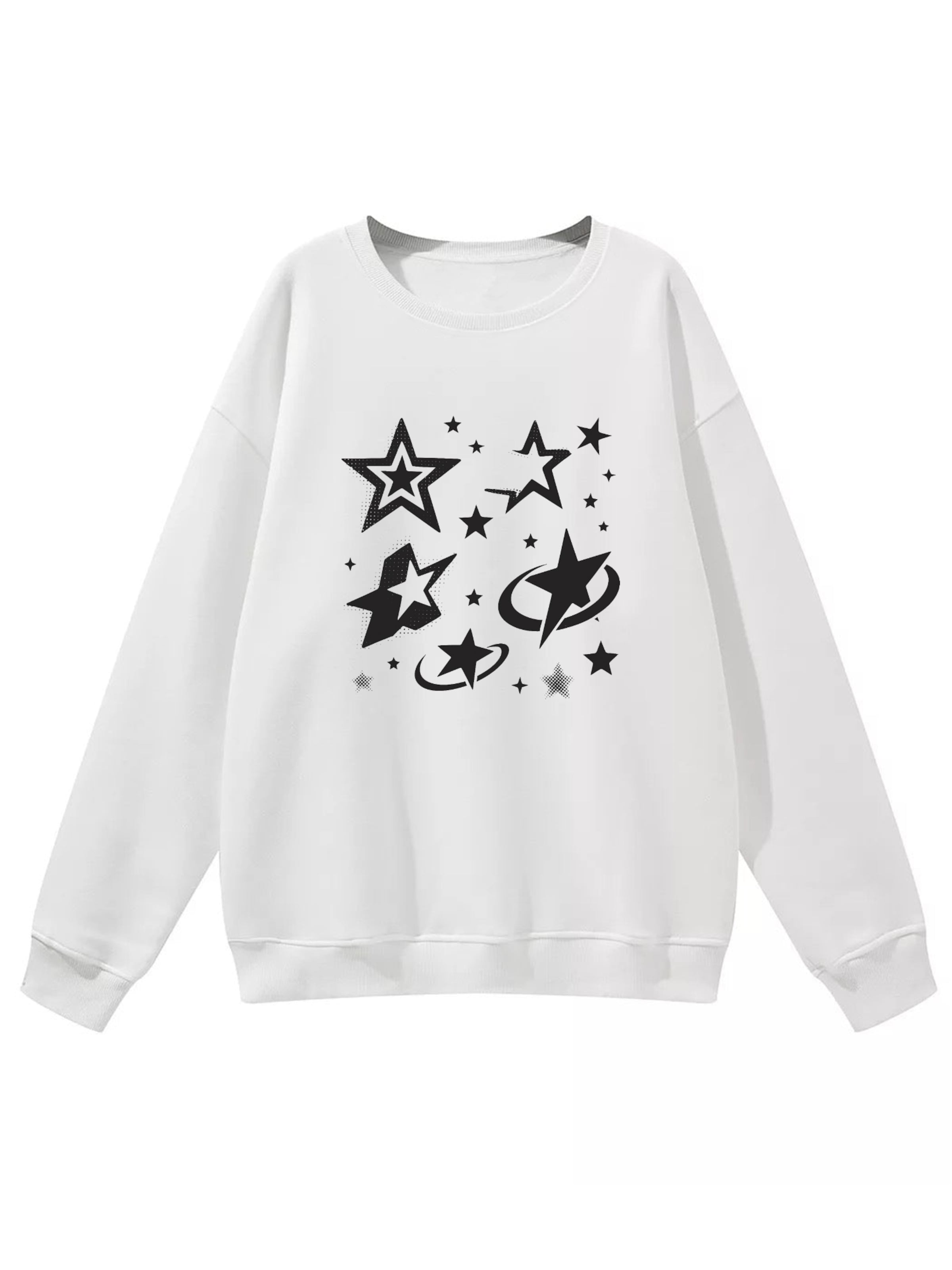Felpa 'Women's Oversized Sweatshirt with Star Print, Warm Fleece Blend' di GORHEY in bianco: frontale
