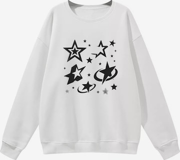 Felpa 'Women's Oversized Sweatshirt with Star Print, Warm Fleece Blend' di GORHEY in bianco: frontale