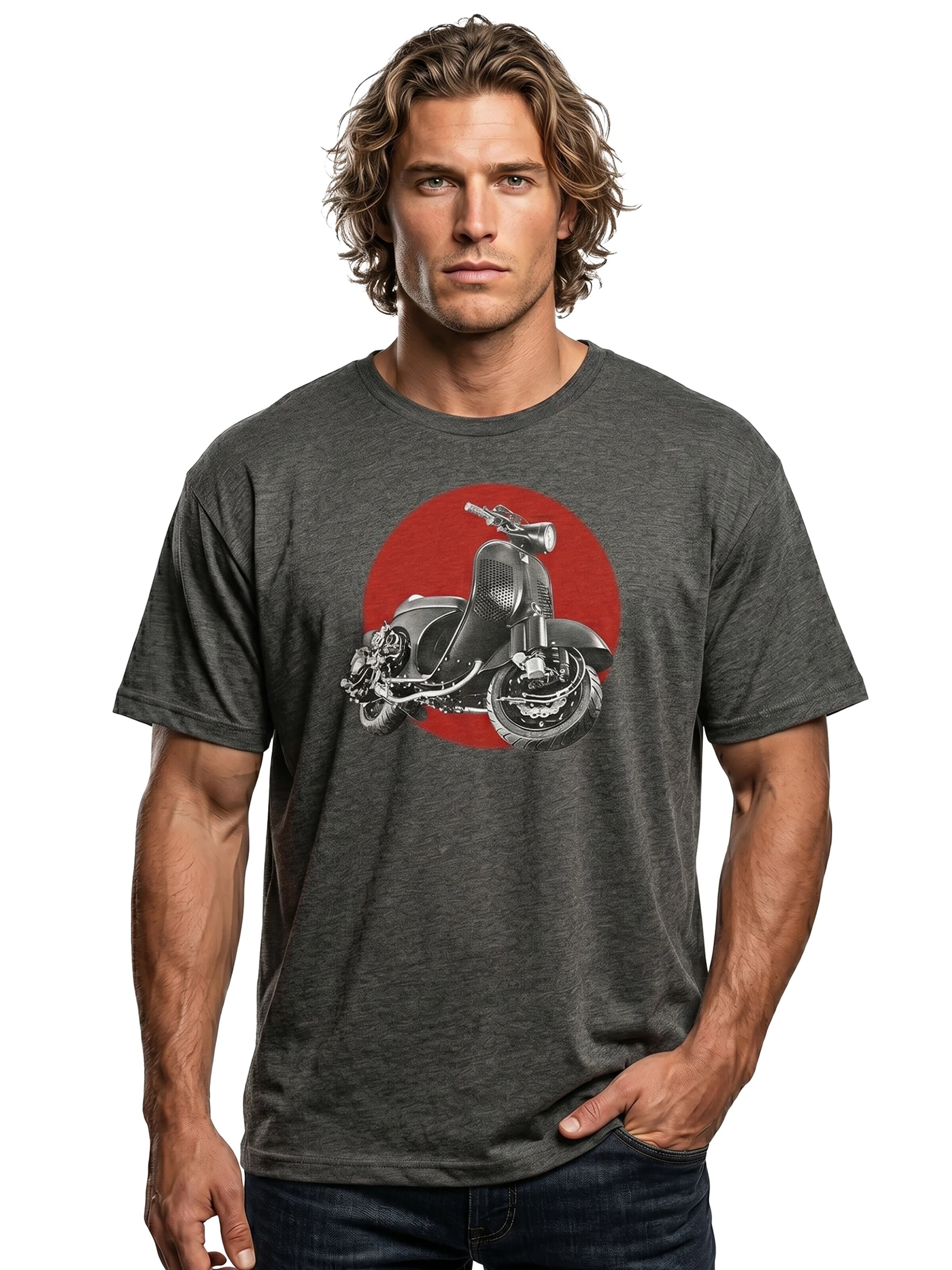 MAKAYA Shirt 'Race Scooter' in Grey