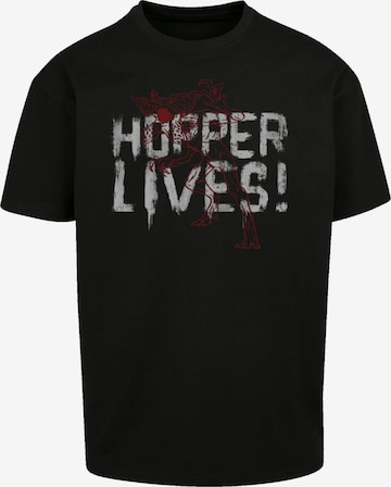 T-Shirt 'Stranger Things Hoppers Live Netflix TV Series' F4NT4STIC en noir : devant