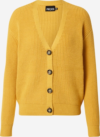 PIECES Knit Cardigan 'Karie' in Yellow: front