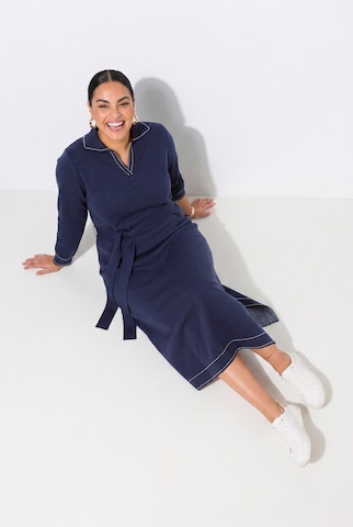 Ulla Popken Strickkleid in Blau