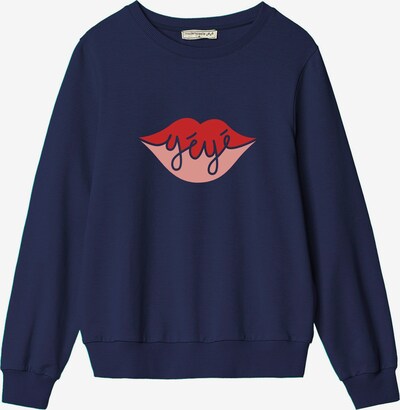 Mademoiselle YéYé Sweatshirt 'A Big Kiss' in dunkelblau / pink / rot, Produktansicht