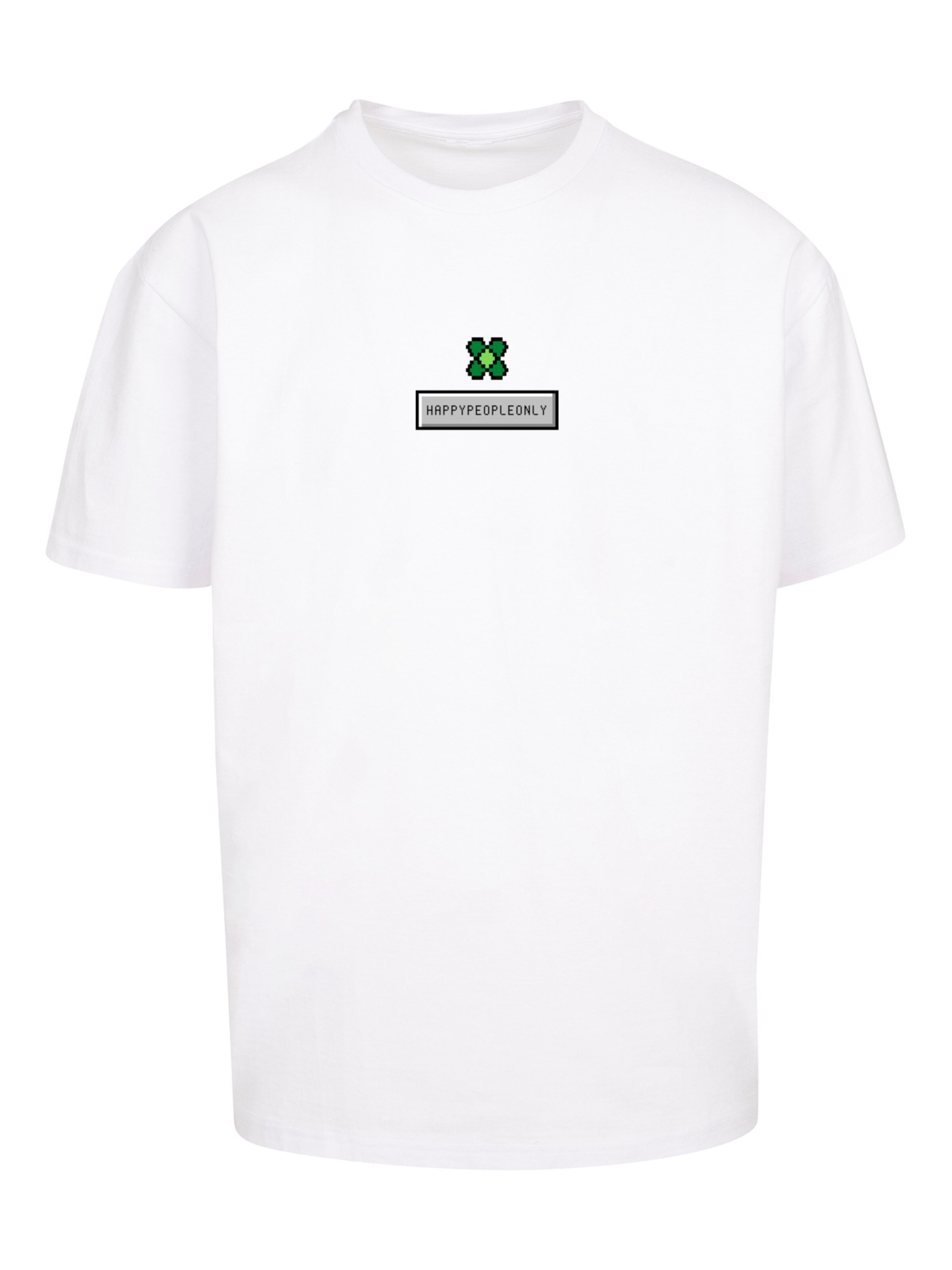 F4NT4STIC Shirt 'Silvester Happy New Year Pixel Kleeblatt' in White: front