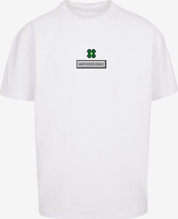 F4NT4STIC Shirt 'Silvester Happy New Year Pixel Kleeblatt' in Wit: voorkant