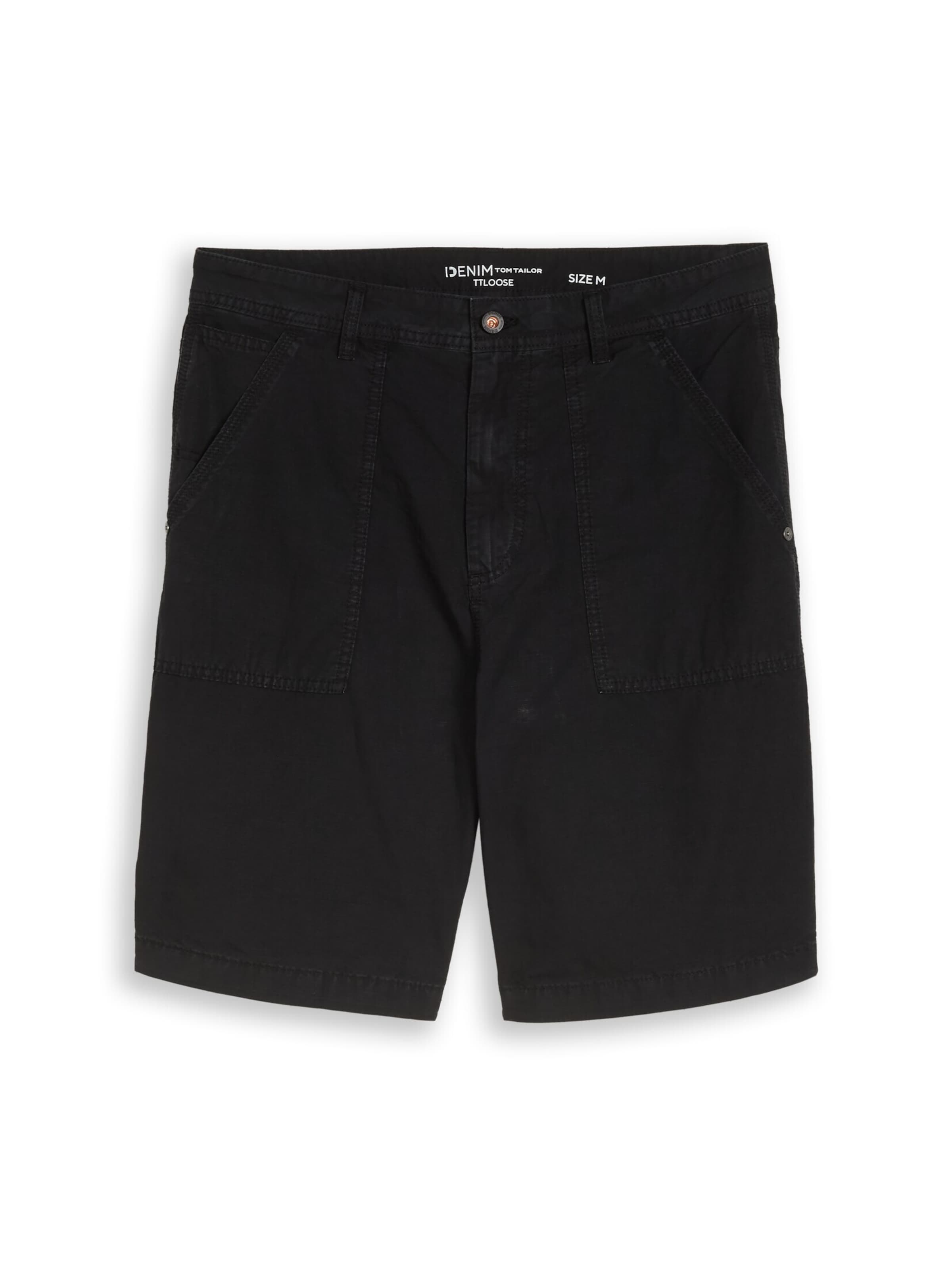 TOM TAILOR DENIM Loosefit Broek in Zwart: voorkant