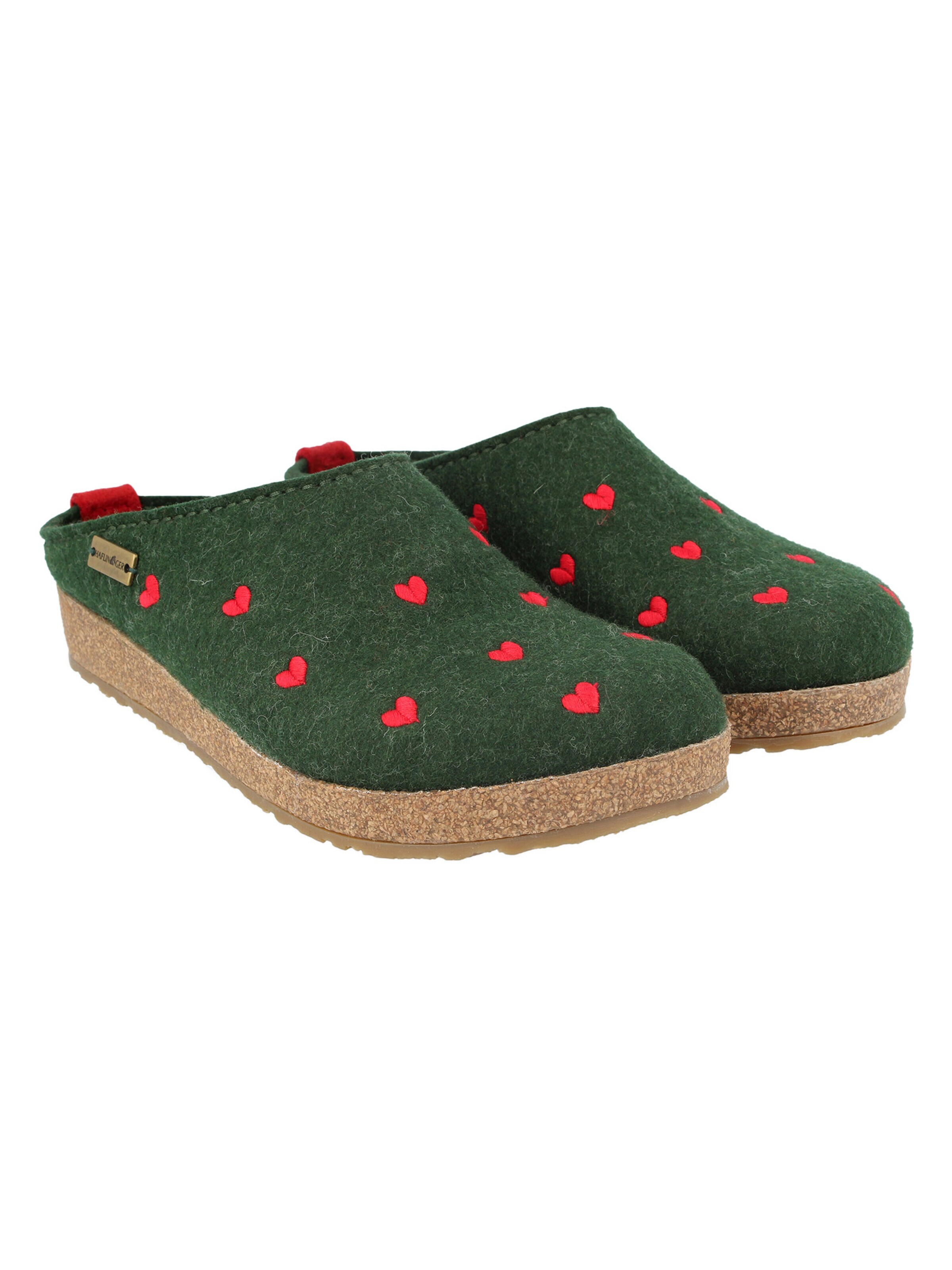 HAFLINGER Clogs 'Grizzly Cuoricini' in Green
