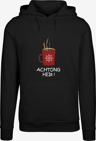 Merchcode Sweatshirt 'Achtung heiss' in Black: front
