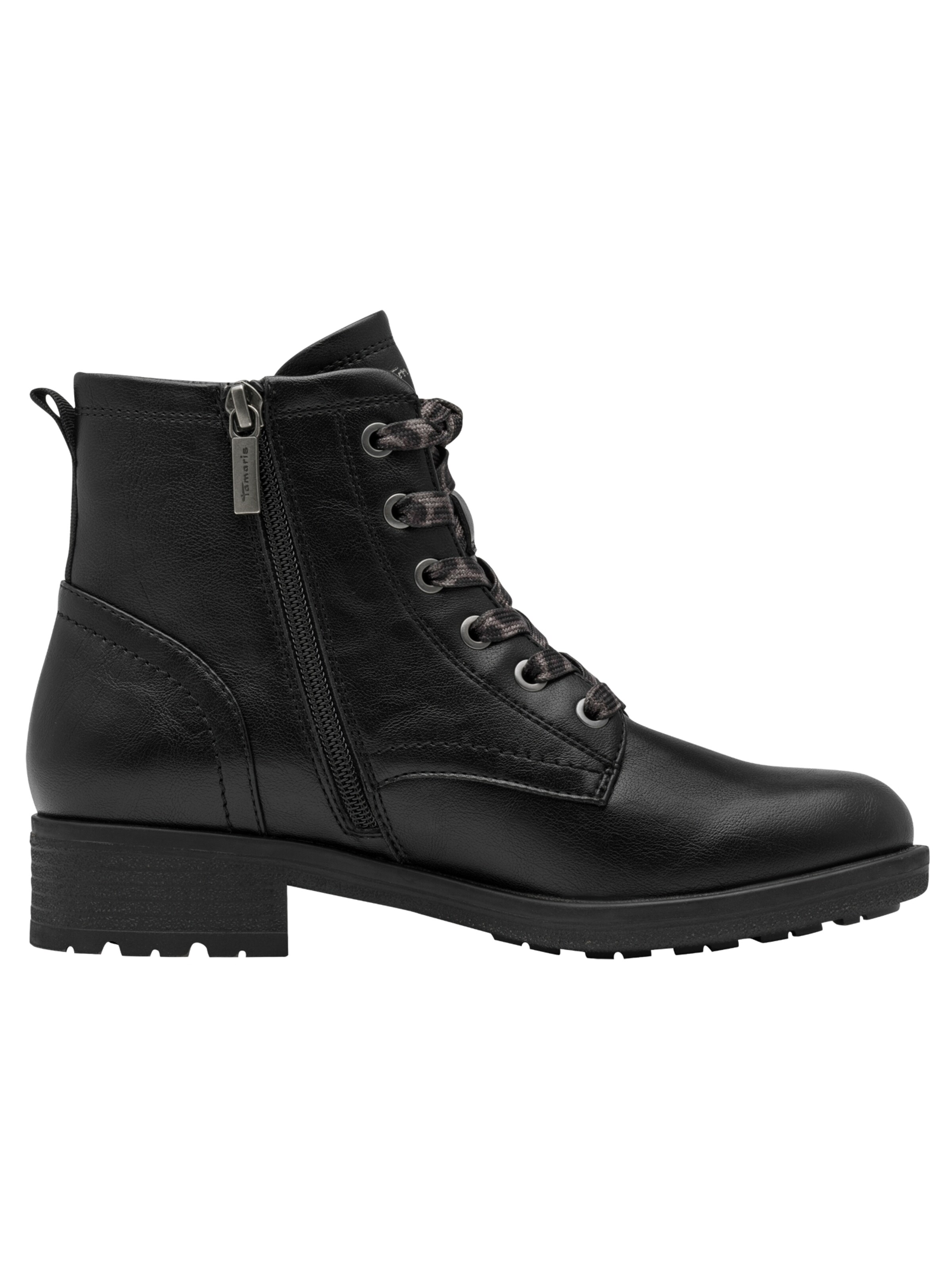 Tamaris Lace-Up Ankle Boots in Black